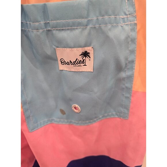 Boardies Mens Color Block Swim Shorts Medium Blue Pink Peach - Picture 3 of 5
